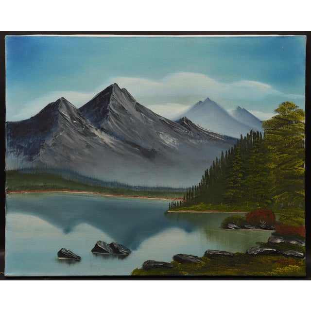 American 1980s Mountain Serenity Oil on Canvas by Hoback For Sale - Image 3 of 3