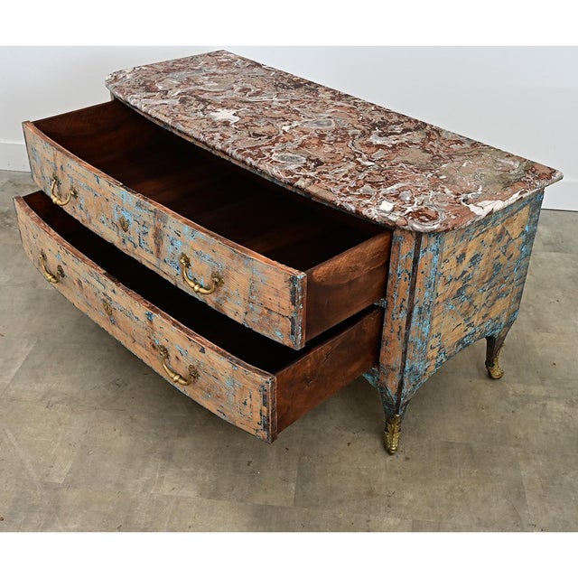 Blue French 18th Century Commode with Original Paint and Marble Top For Sale - Image 8 of 13
