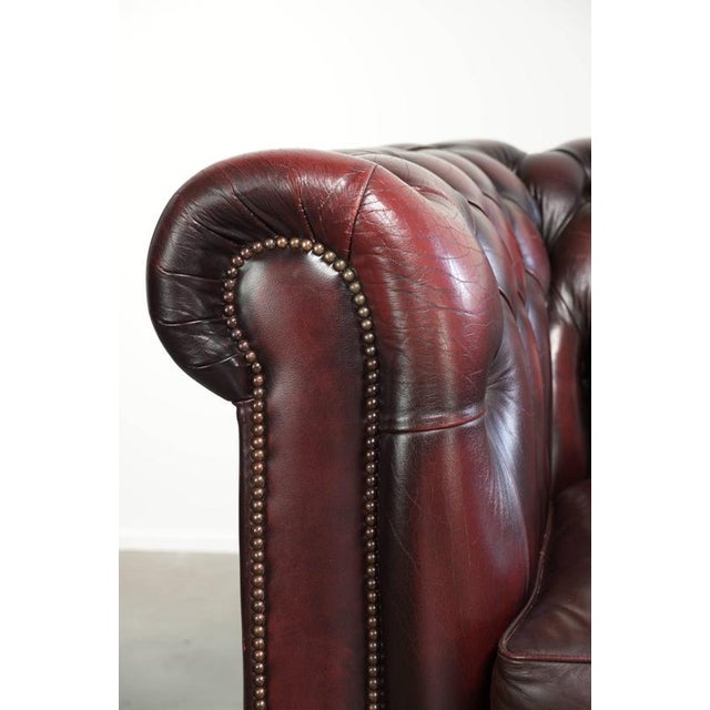 Cowhide Chesterfield 2.5-Seater Sofa in Oxblood Red For Sale - Image 10 of 14