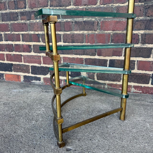 Mastercraft Brass and Glass Step Shelf Hollywood Regency For Sale In Cleveland - Image 6 of 12