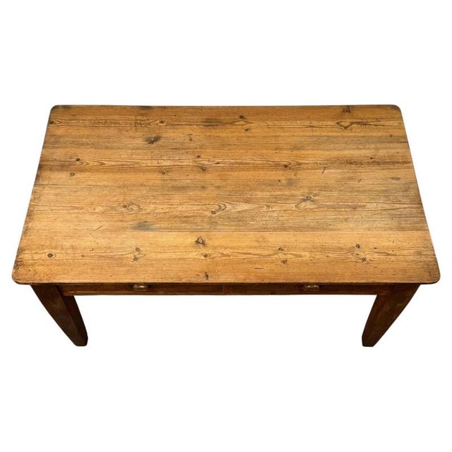 19th Century Large 19th Century Antique English Pine Farmhouse Writing Table For Sale - Image 5 of 12
