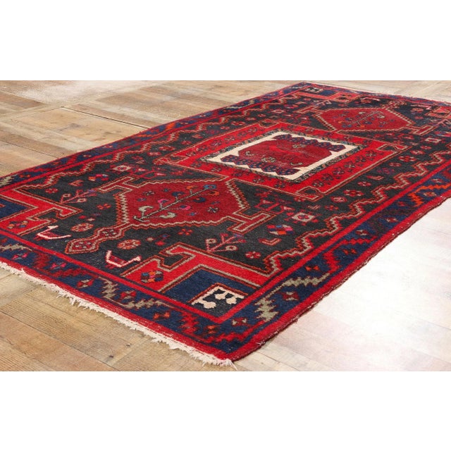 Textile Vintage Persian Nahavand Hamadan Rug - 04'04 X 08'00 For Sale - Image 7 of 9
