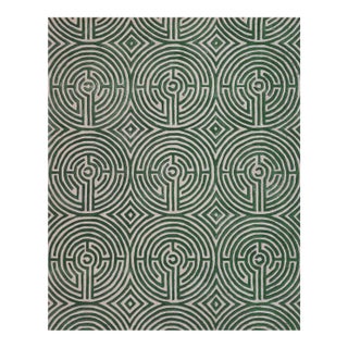 Lucca Hand-Tufted Maze Rug, Boxwood Green, 9x12 For Sale