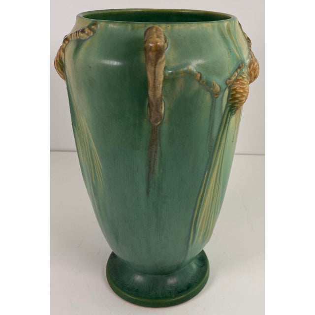 Roseville Pinecone Art Pottery Vase, Green Glaze, American Art Deco, Circa 1930 For Sale - Image 10 of 13