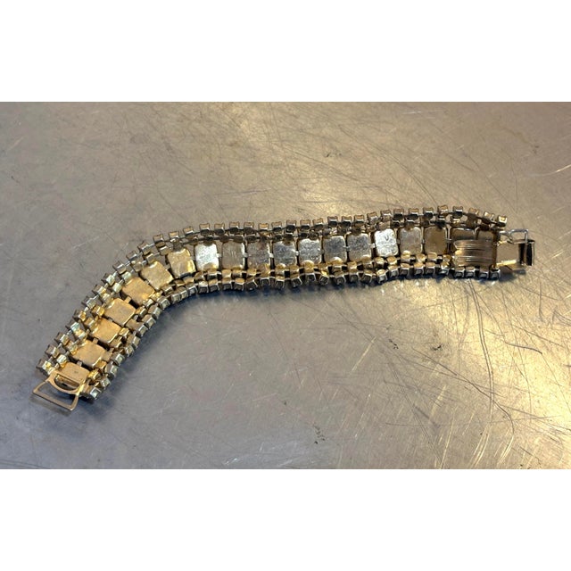 1950s-60s Red Rhinestone Chunky Link Cuff Bracelet For Sale - Image 6 of 6