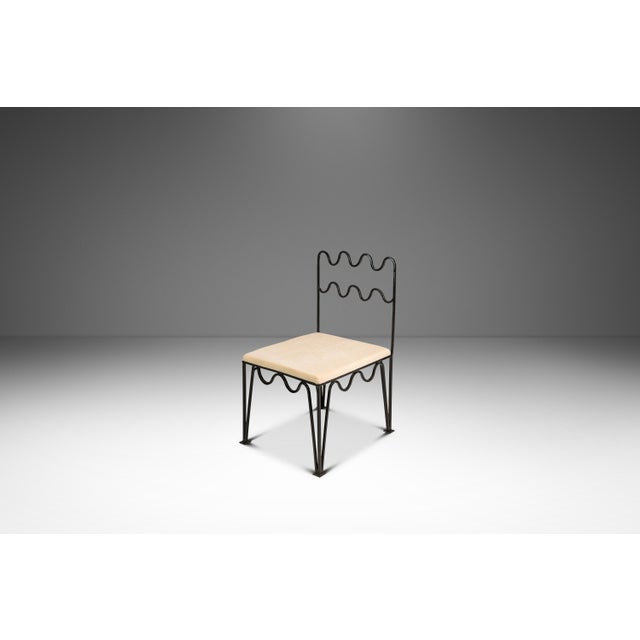 Jean Royère Set of Two (2) Méandre Side Chairs in Wrought Iron Inspired by Jean Royère Produced by Design Frères, Usa, C. 2000s For Sale - Image 4 of 18