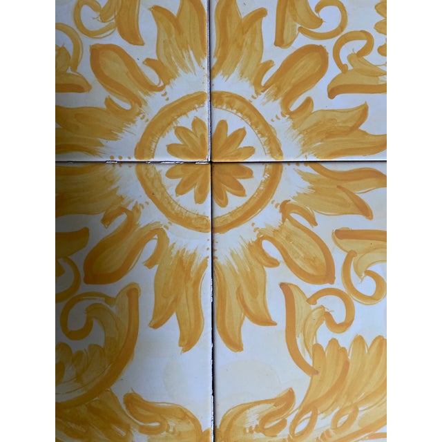 Italian Vintage Italian Terra-Cotta Hand Painted Glazed Tiles - Set of 4 For Sale - Image 3 of 8