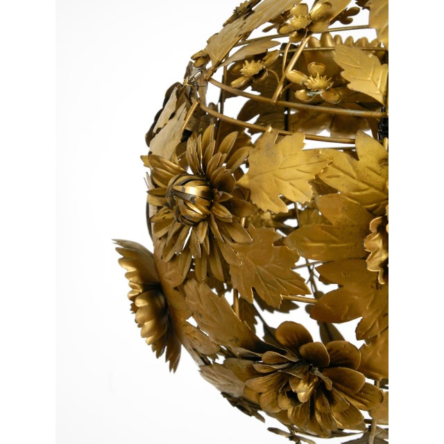Regency Floral Spherical Metal Ceiling Lamp, 1970s For Sale - Image 13 of 18