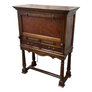 South Cone Trading Traditional Mahogany Wine Bar Secretary Cabinet For Sale