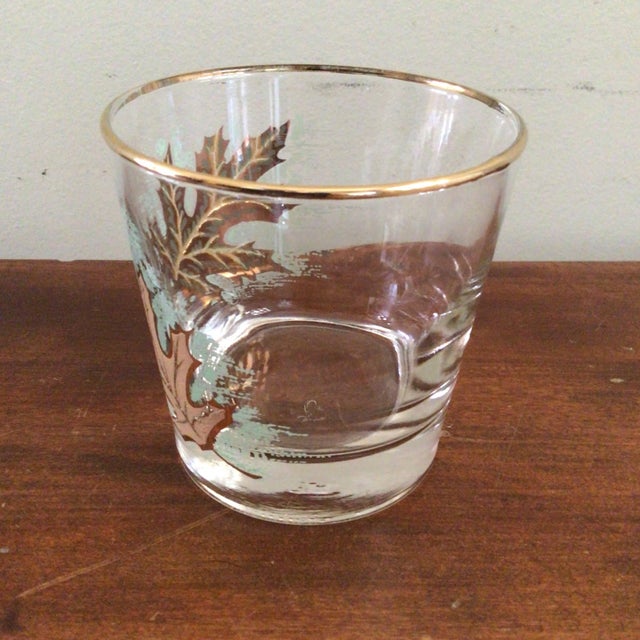 Metal Libbey Gold Oak Leaf/Gold Rim Low Ball Glasses Whiskey Glasses-Set of 5 For Sale - Image 7 of 13