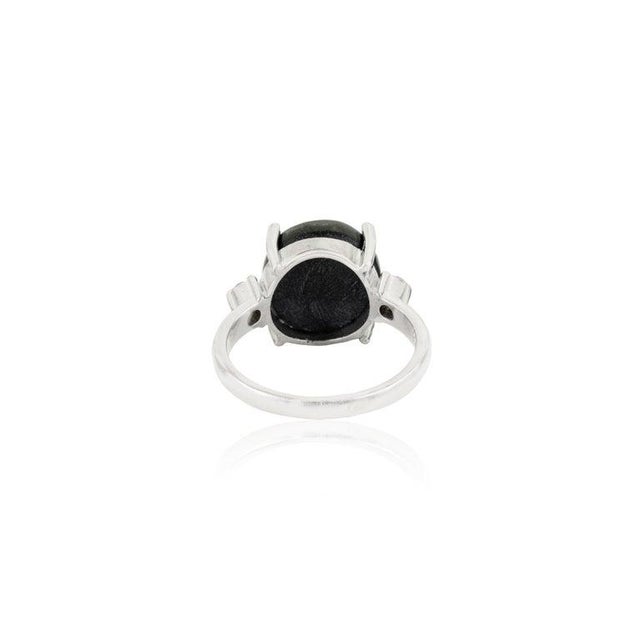 Not Yet Made - Made To Order Vintage Black Star & Zircon Ring in White Gold Setting, Size 8 For Sale - Image 5 of 13