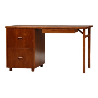 1960s Refinished Walnut Mid Century Desk For Sale