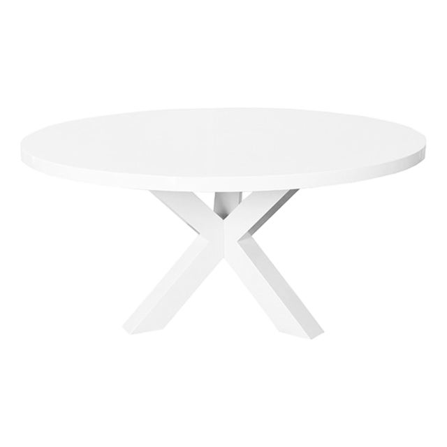 Matthew Izzo Home Greer Round Glossy White Lacquer Dining Table With Tripod Base For Sale