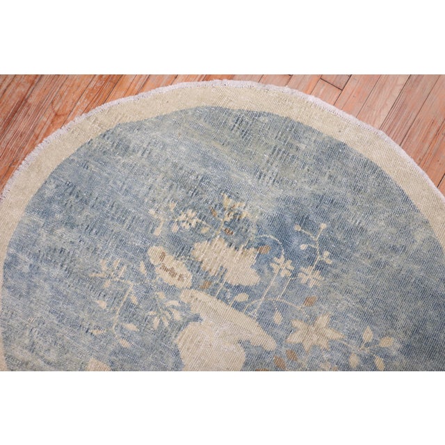 Early 20th Century Zabihi Collection Chinese Round Small Rug - 3'6" x 3'10" For Sale - Image 4 of 9