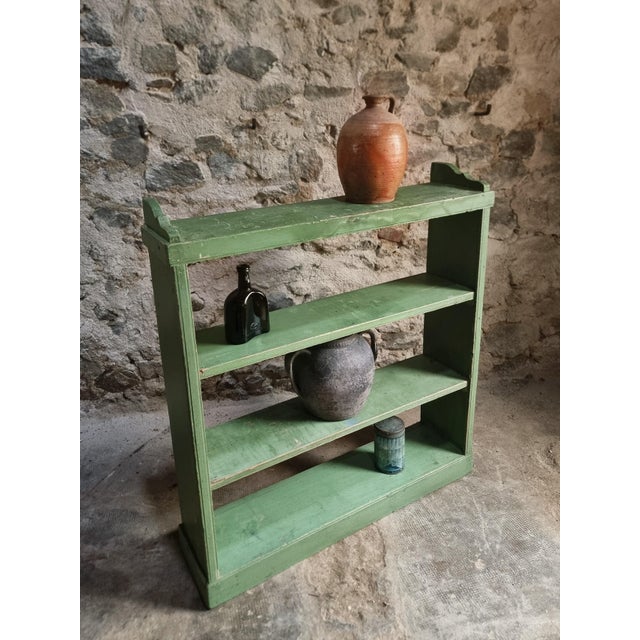 Vintage Pine Open Shelving Unit in Sage Green Paint, 1900 For Sale - Image 4 of 18