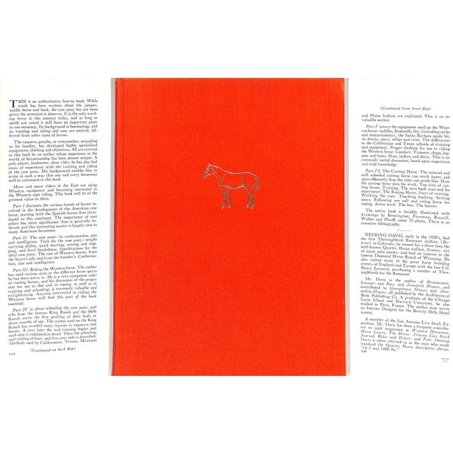 The Background, Training, Equipment & Use Of The Western Horse DAVIS, Deering [166] pp. D. Van Nostrand Company, Inc....