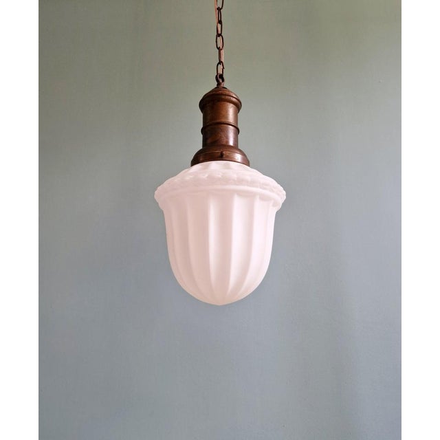 Art Deco Pendant Light in Molded White Pressed Glass, 1920s-1930s For Sale - Image 15 of 15