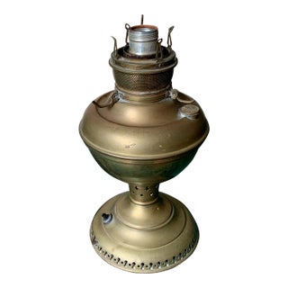 Early 20th Century Antique Juno Kerosene Lamp by Miller, Electrified With Leviton Wiring and Socket For Sale