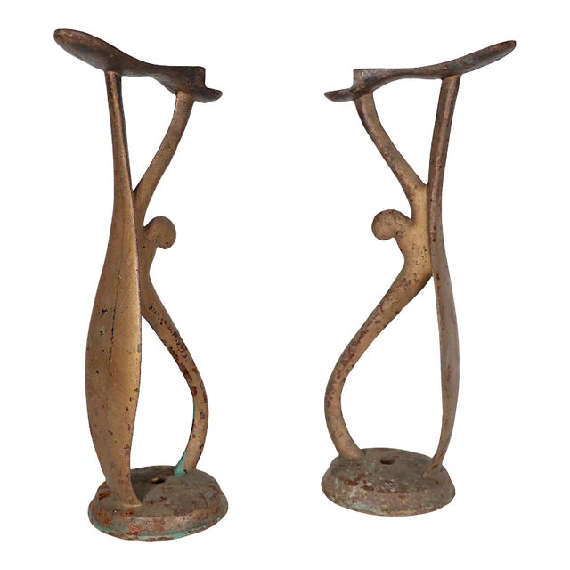 Pr. Antique Cast Iron Shoe Shine Stands C. 1900 For Sale