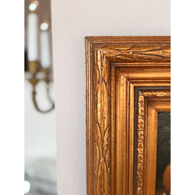 Wood Vintage Borofsky Signed With Rabbits Foraging Oil Painting For Sale - Image 7 of 16