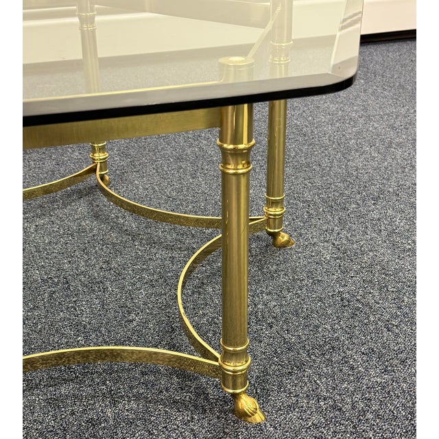 Hollywood Regency Vintage Labarge Hexagonal Brass and Glass Coffee Table For Sale - Image 3 of 10