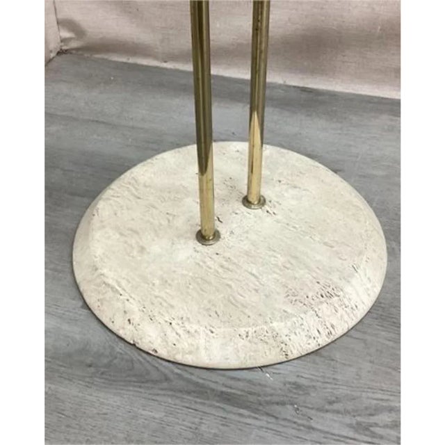 Postmodern 1980s Vico Magistretti for Cattelan Travertine and Brass Side Table. For Sale - Image 3 of 5