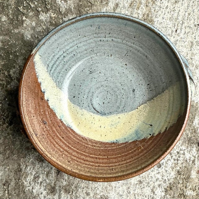 Tan Vintage Boho Studio Pottery Bowl For Sale - Image 8 of 11