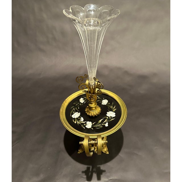 Late 19th Century Late 19th Century Pietra Dura Gilt Bronze And Glass Epergne Centerpiece For Sale - Image 5 of 11
