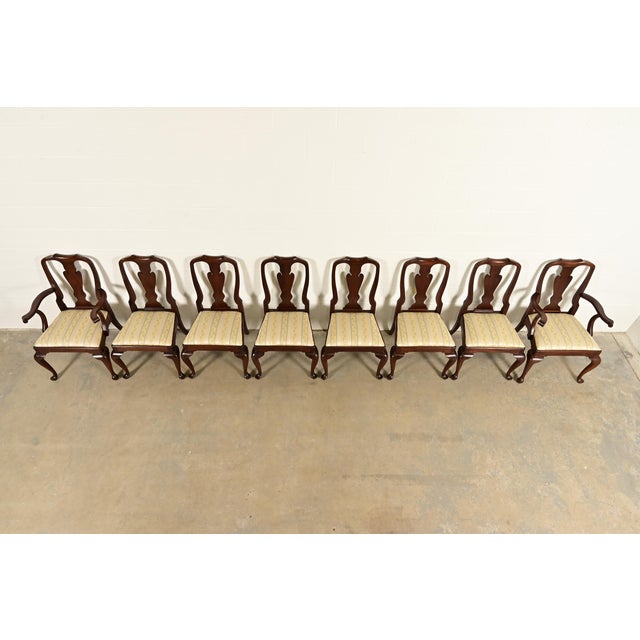 Late 20th Century Henkel Harris Queen Anne Solid Mahogany Dining Chairs, Set of Eight For Sale - Image 5 of 16