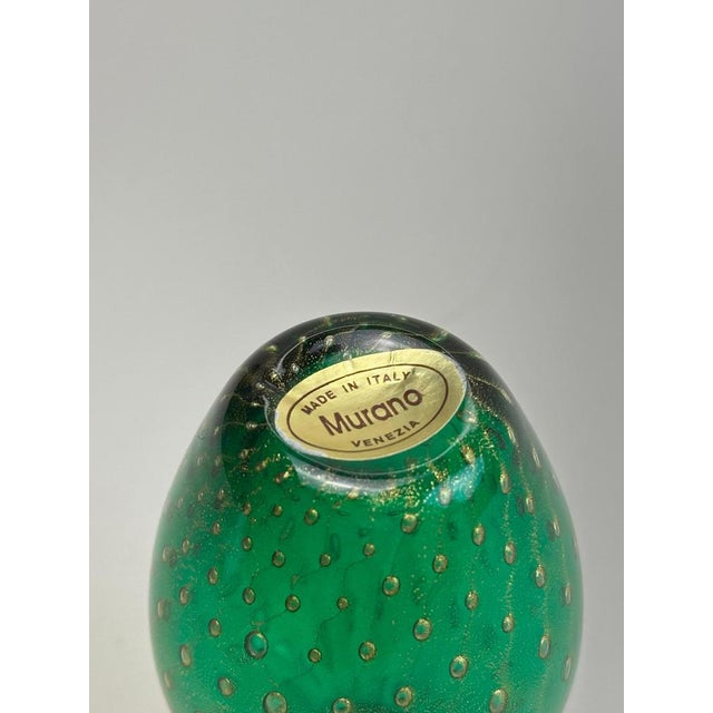 Vintage Italian Murano Glass Vase with Bullicante, 1980s For Sale - Image 6 of 10