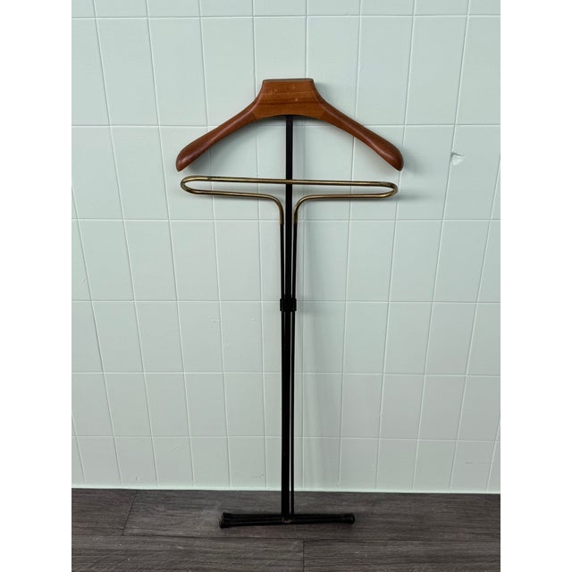 Vintage Man-Shaped Folding Valet Stand in Beech, Metal and Brass, 1950s For Sale - Image 9 of 16