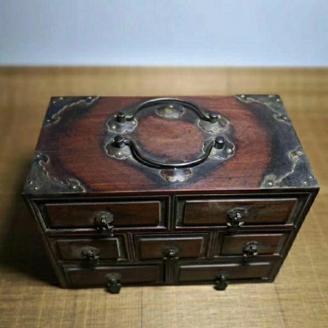 Vintage Rosewood Apothecary Cabinet With 7 Drawers For Sale - Image 9 of 9