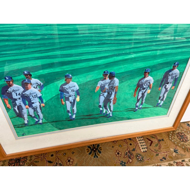 MLB Los Angeles Dodgers Watercolor Artwork, Signed For Sale - Image 4 of 12