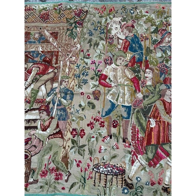 Vintage French Needlepoint Tapestry, 1970s For Sale - Image 3 of 18