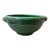 Vintage Green Glazed Ceramic Pottery Bowl With Side Handles For Sale