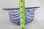 Glass Mid Century Modern Murano Art Glass Serving Bowl With Cobalt Blue Striping 4860b For Sale - Image 7 of 12