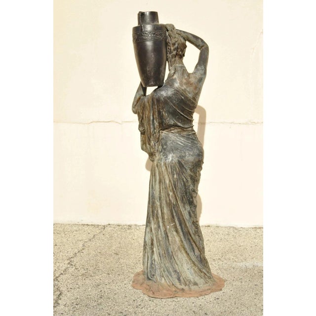 Mid 20th Century Bronze Figural Large 71" Garden Water Fountain "Dione the Divine Goddess" Statue For Sale - Image 9 of 12