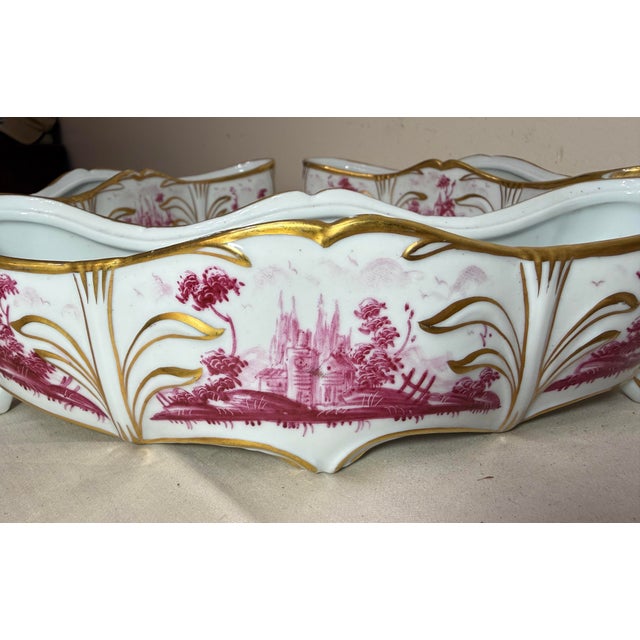 Italian Antique 3 Piece Italian Capodimonte Porcelain Table Garniture Jardiniere Set For Sale - Image 3 of 10