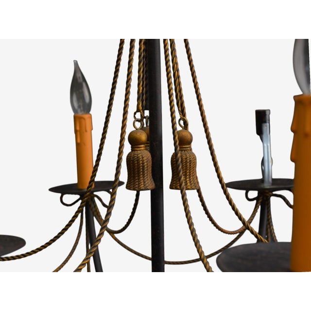 Hollywood Regency Style, Metal, Brass, Tassel Motif Chandelier, Usa, 1960s For Sale In New York - Image 6 of 9