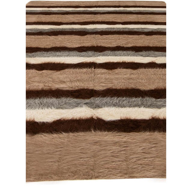 Taurus Collection Modern Striped Handmade Goat Hair Rug by Doris Leslie Blau For Sale - Image 4 of 7
