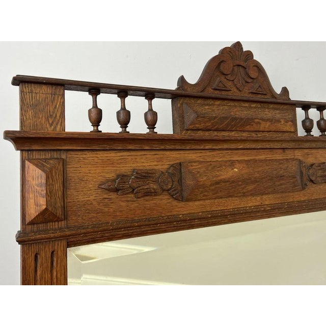 French Style Oak Carved Wall Mirror For Sale - Image 4 of 10