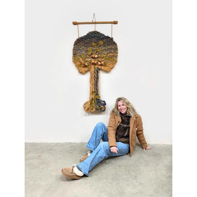 Mid-Century Modern Mid-Century Macramé Tree of Life Wall Tapestry, 1960 For Sale - Image 3 of 8