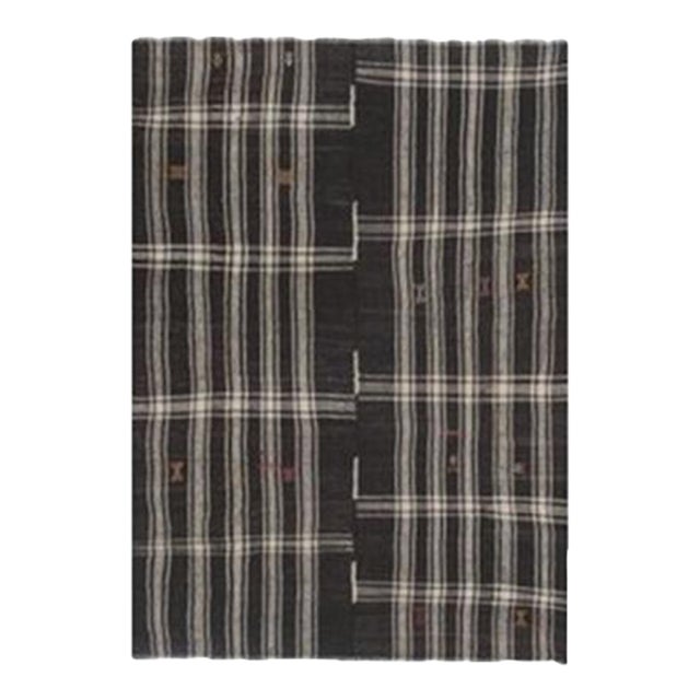 Black and White Striped Kilim Rug in Goat Hair For Sale