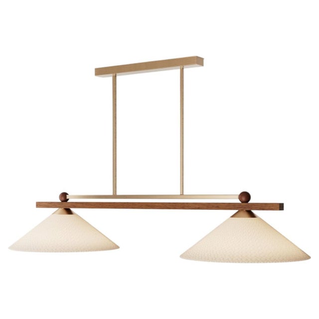 Nikho I Pendant Lamp in Wood with Brass and Fabric by Marine Breynaert For Sale - Image 6 of 6