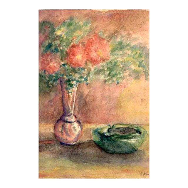 Still Life With Flowers and Ashtray, Pat Mann, Painting For Sale