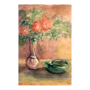 Still Life With Flowers and Ashtray, Pat Mann, Painting