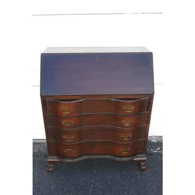 Ball and Claw Feet 1940s Mahogany Secretary Desk by Rockford Chairish