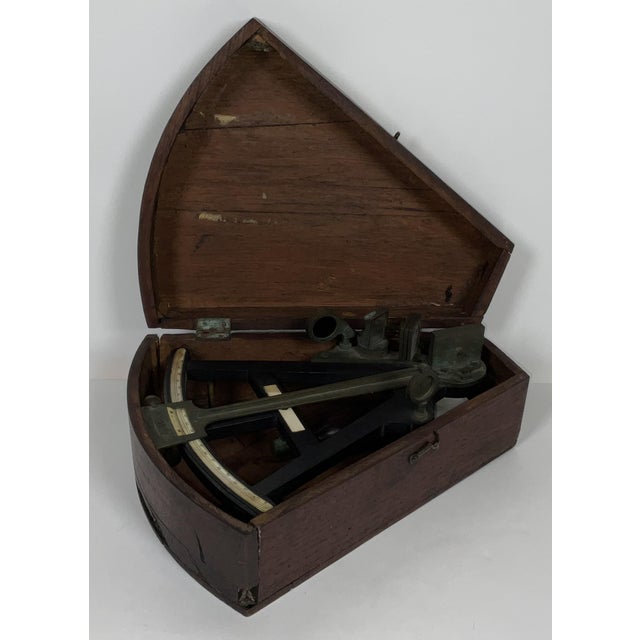 Brown Ebony Ships Navigators Octant in Box For Sale - Image 8 of 12
