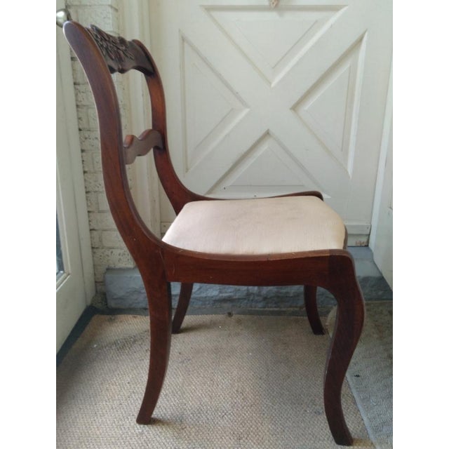 Victorian Vintage Duncan Phyfe Stlye Chair Solid Wood Frame With Rose Carving For Sale - Image 3 of 10