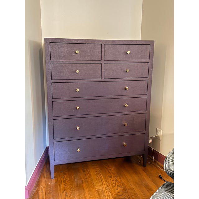 Textile Made Goods Jarin Tallboy in Aubergine Linen For Sale - Image 7 of 10